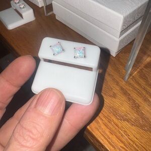 Square Opal Stud Earrings